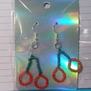 Vibrant Beaded Cherry Drop Earrings
